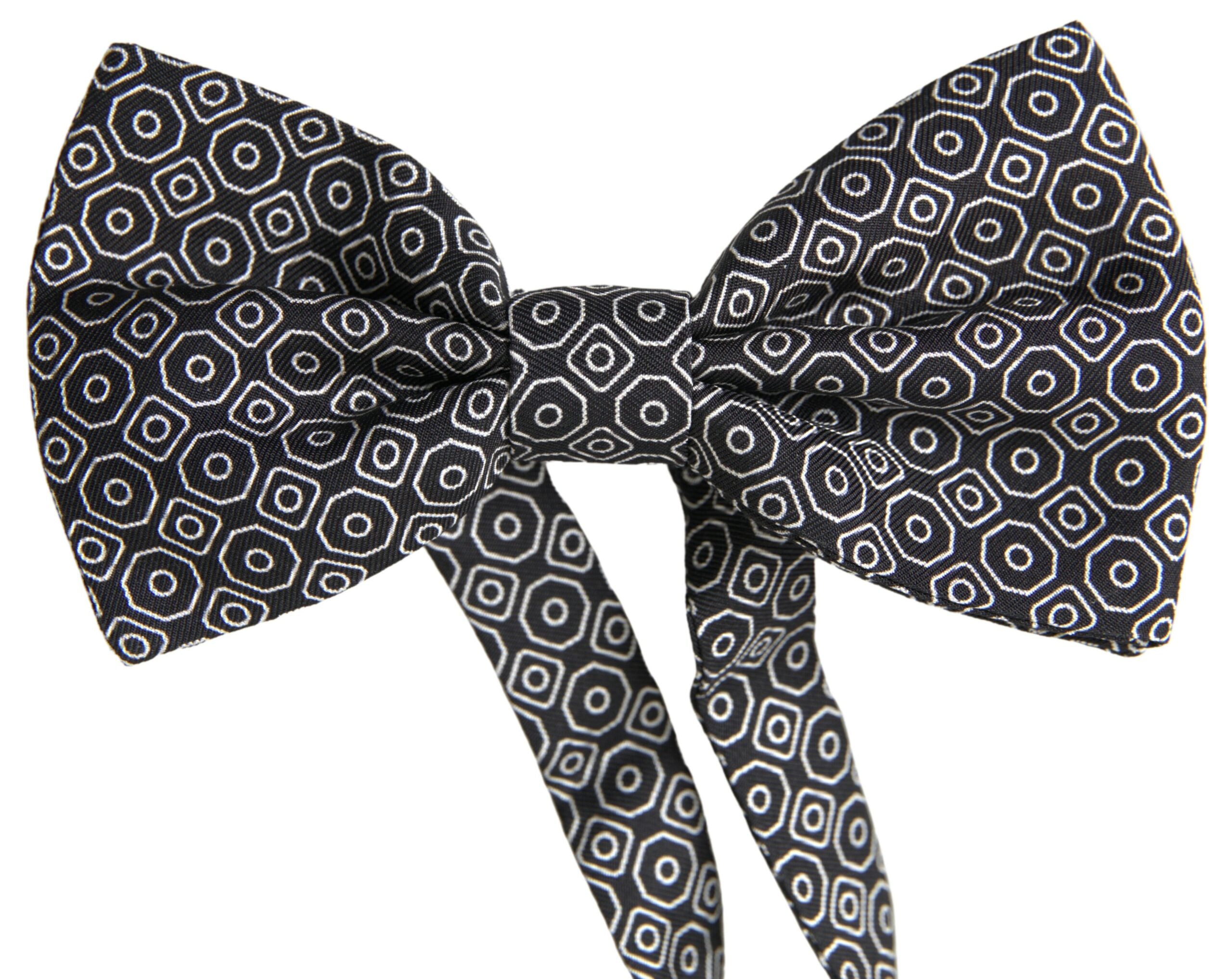 Elegant silk bow tie in black and white