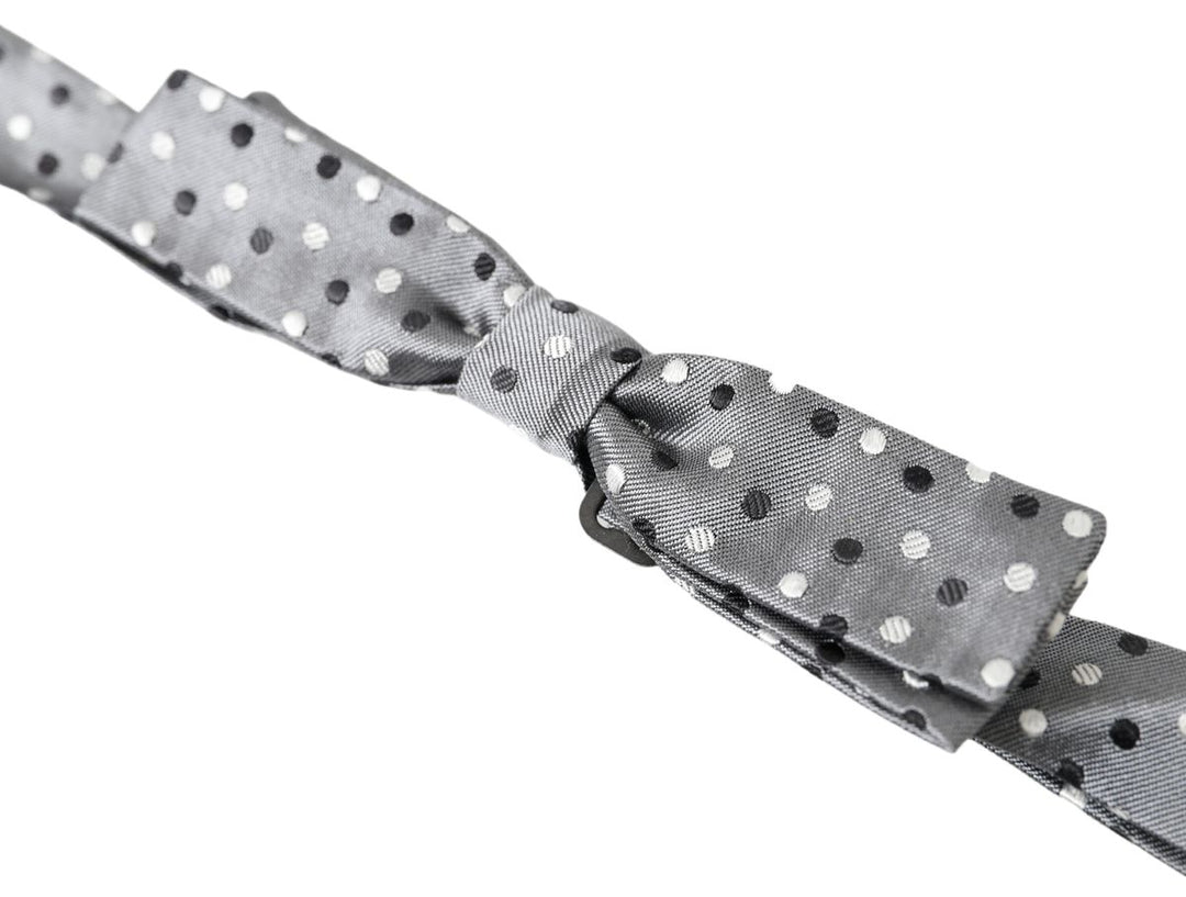 Elegant grey silk bow tie