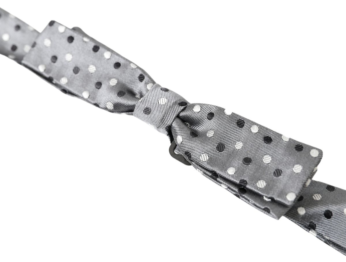Elegant grey silk bow tie