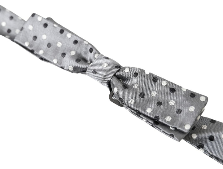 Elegant grey silk bow tie