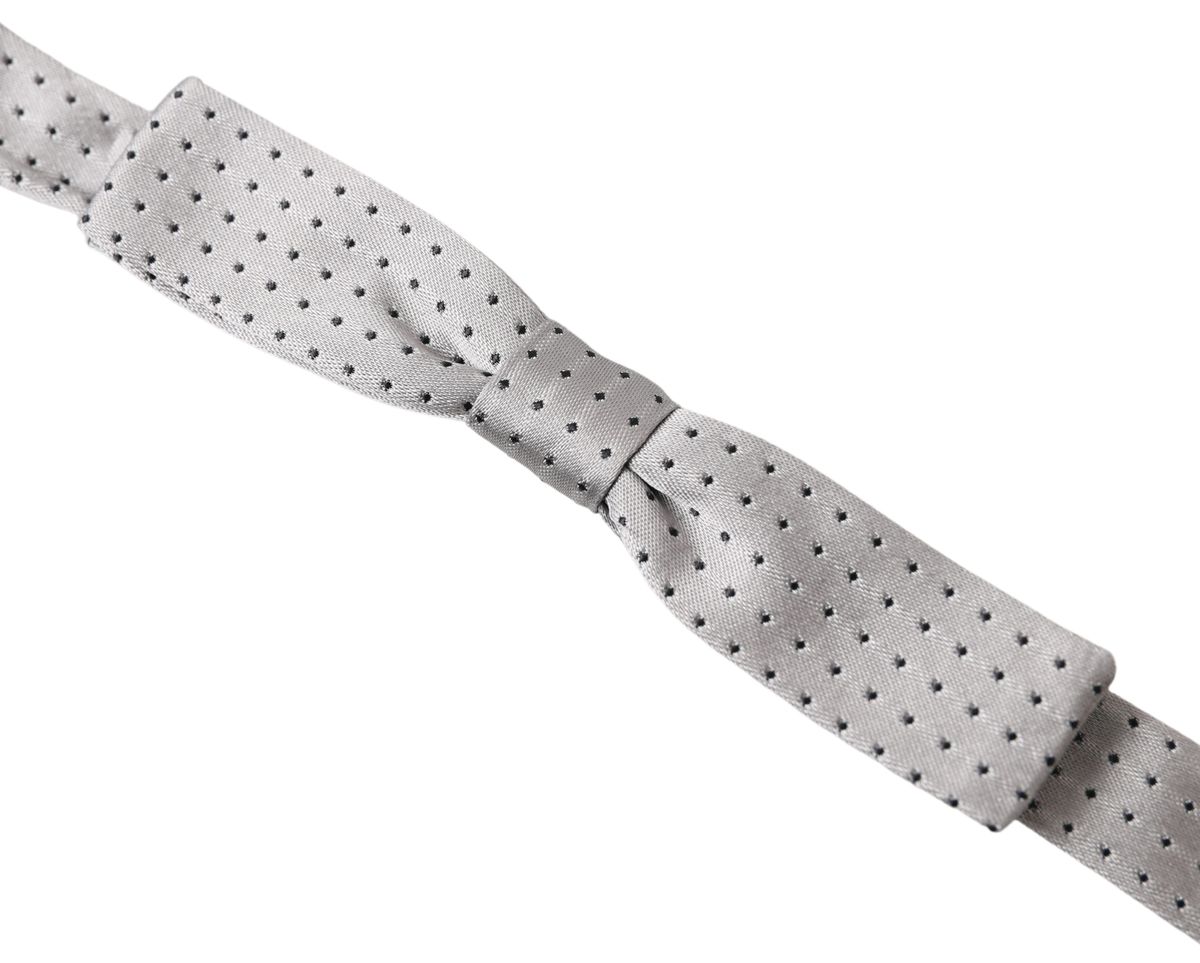 Elegant grey silk bow tie