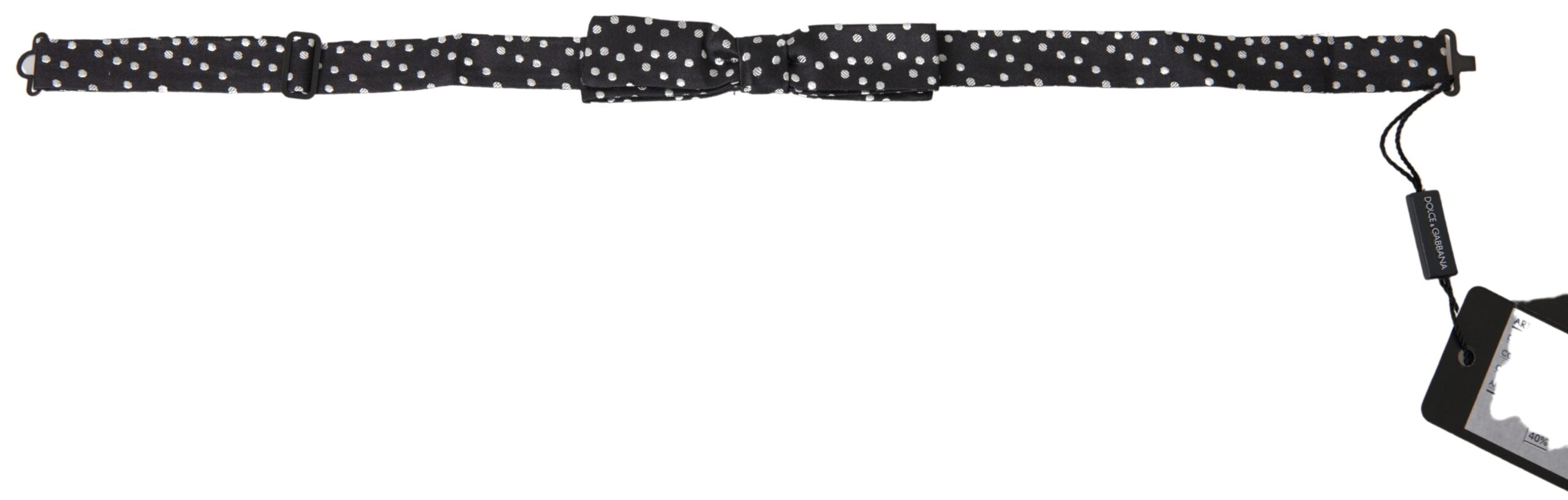 Elegant black silk bow tie with logo detail
