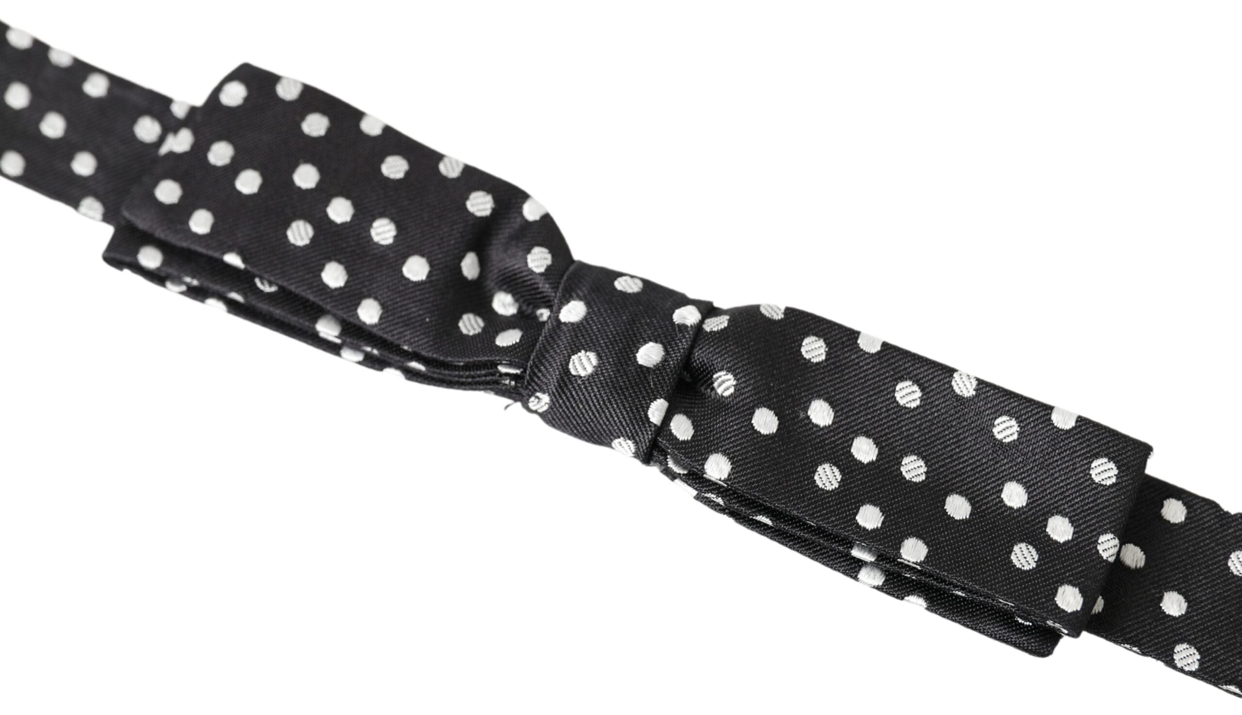 Elegant black silk bow tie with logo detail