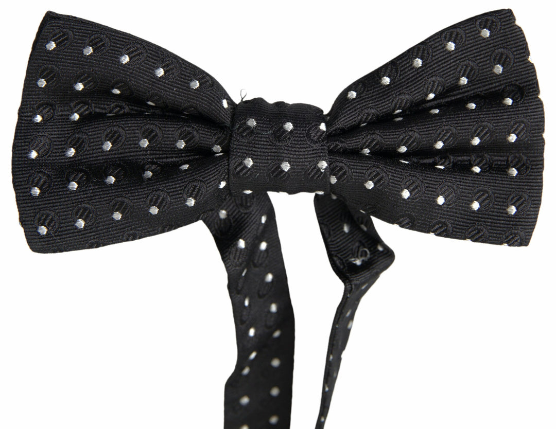 Elegant black silk bow tie