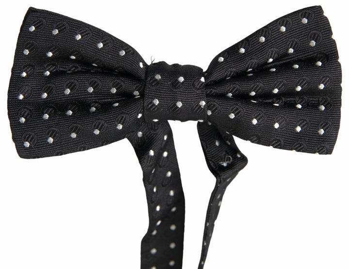 Elegant black silk bow tie