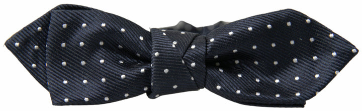 Elegant blue silk bow tie