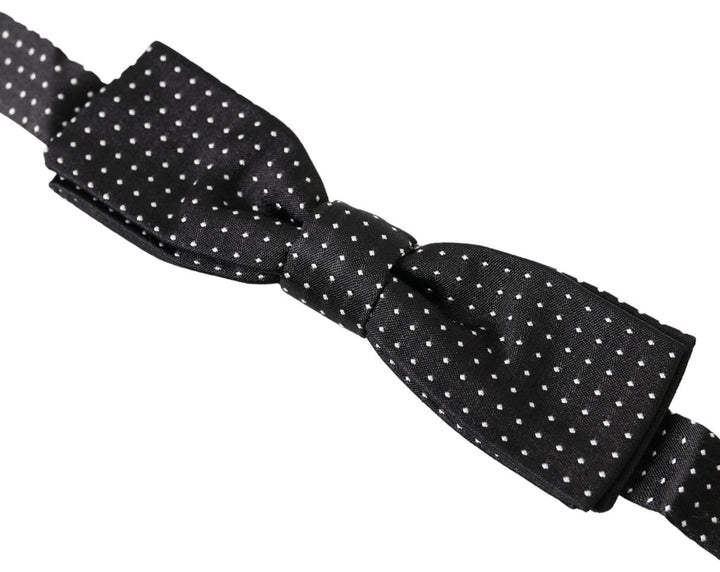 Elegant black silk bow tie