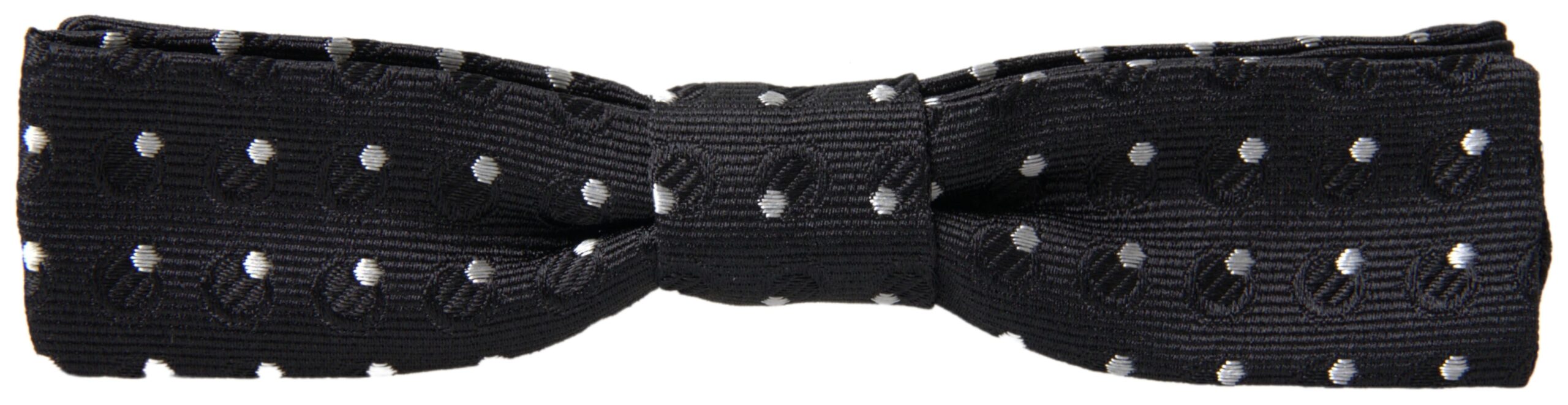 Elegant black silk bow tie with signature clasp