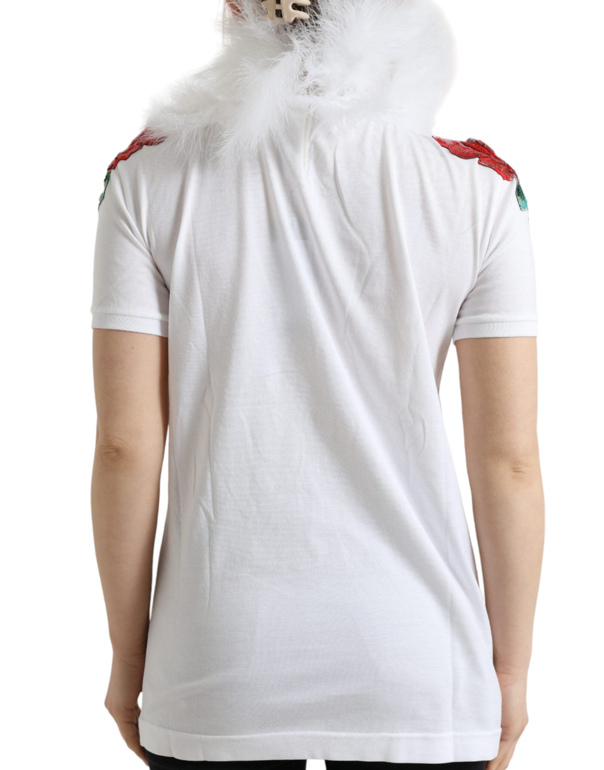 Elegant cotton T-shirt with sequin decoration
