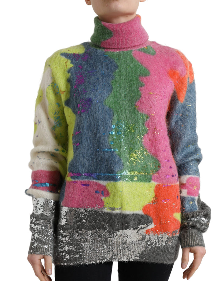 Multicolor Mohair Rollkragenpullover Pullover
