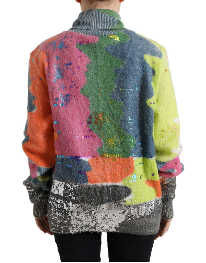 Multicolor Mohair Rollkragenpullover Pullover