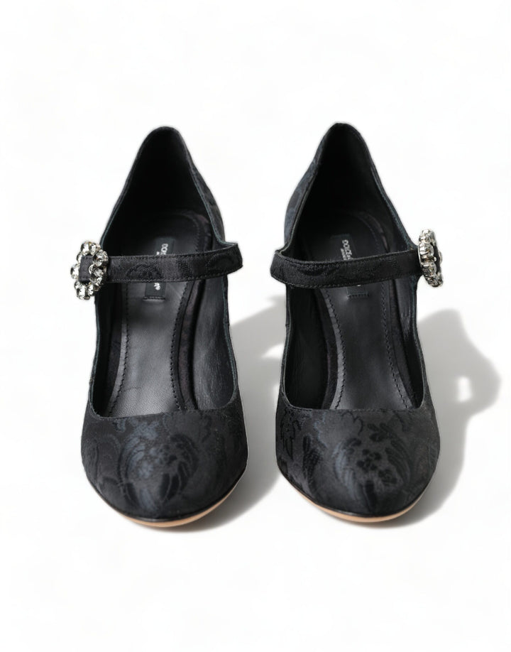 Chic black brocade Mary Janes pumps