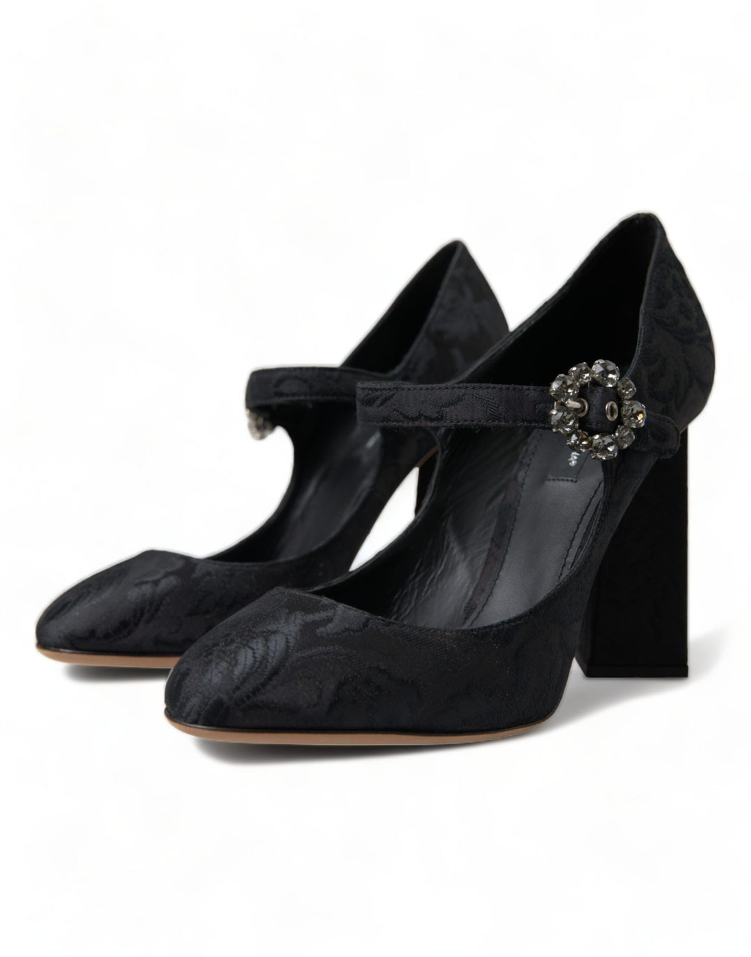 Chic black brocade Mary Janes pumps