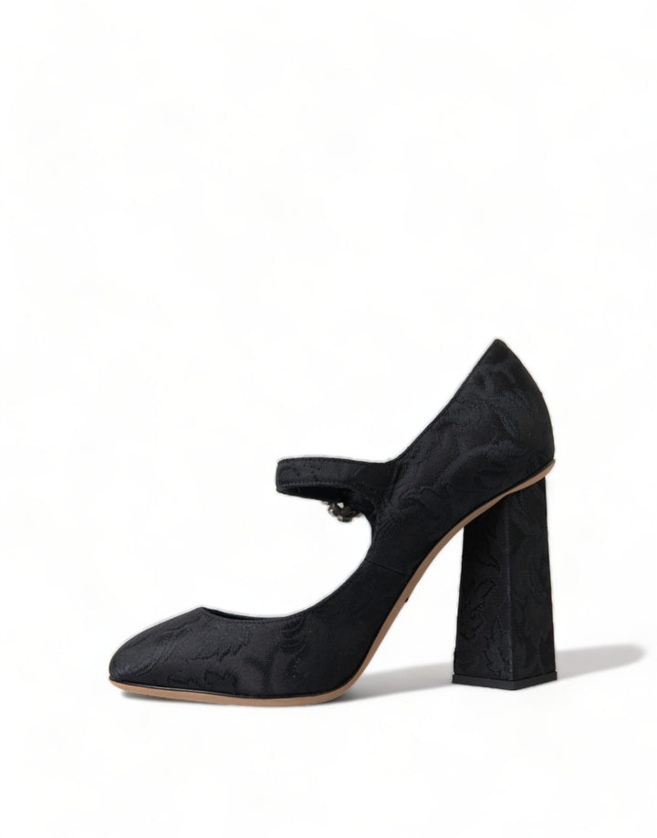 Chic black brocade Mary Janes pumps