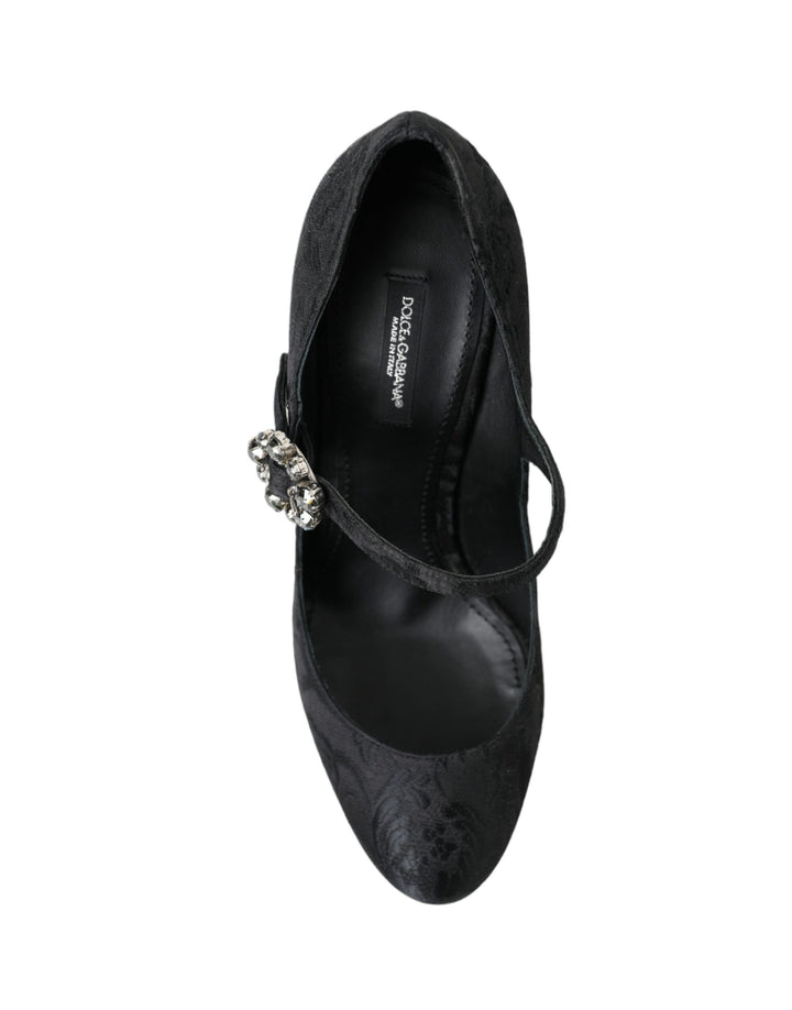 Chic black brocade Mary Janes pumps