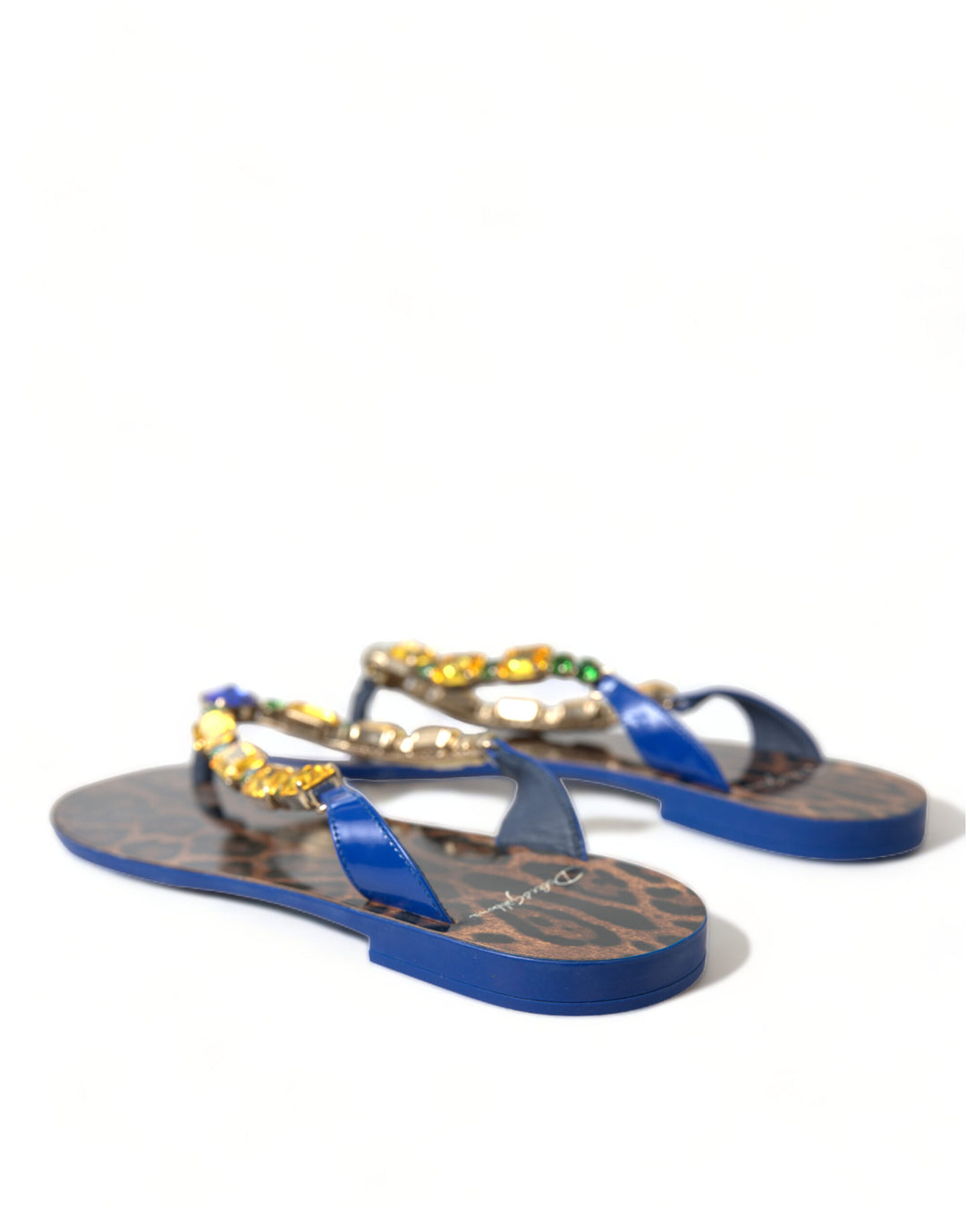 Dolce & Gabbana Elegante flache Sandalen aus blauem Leder