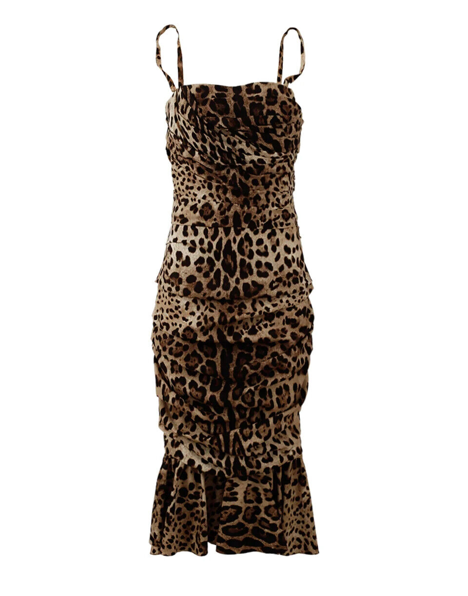 Elegant cady dress with leopard print