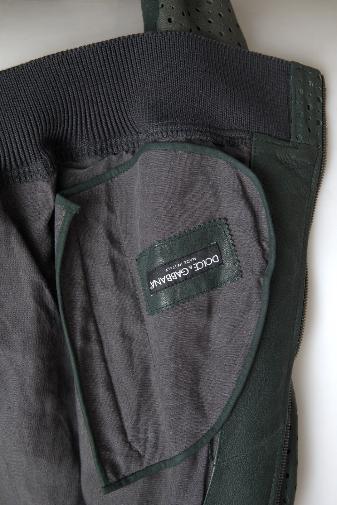 Emerald green goatskin bomber jacket