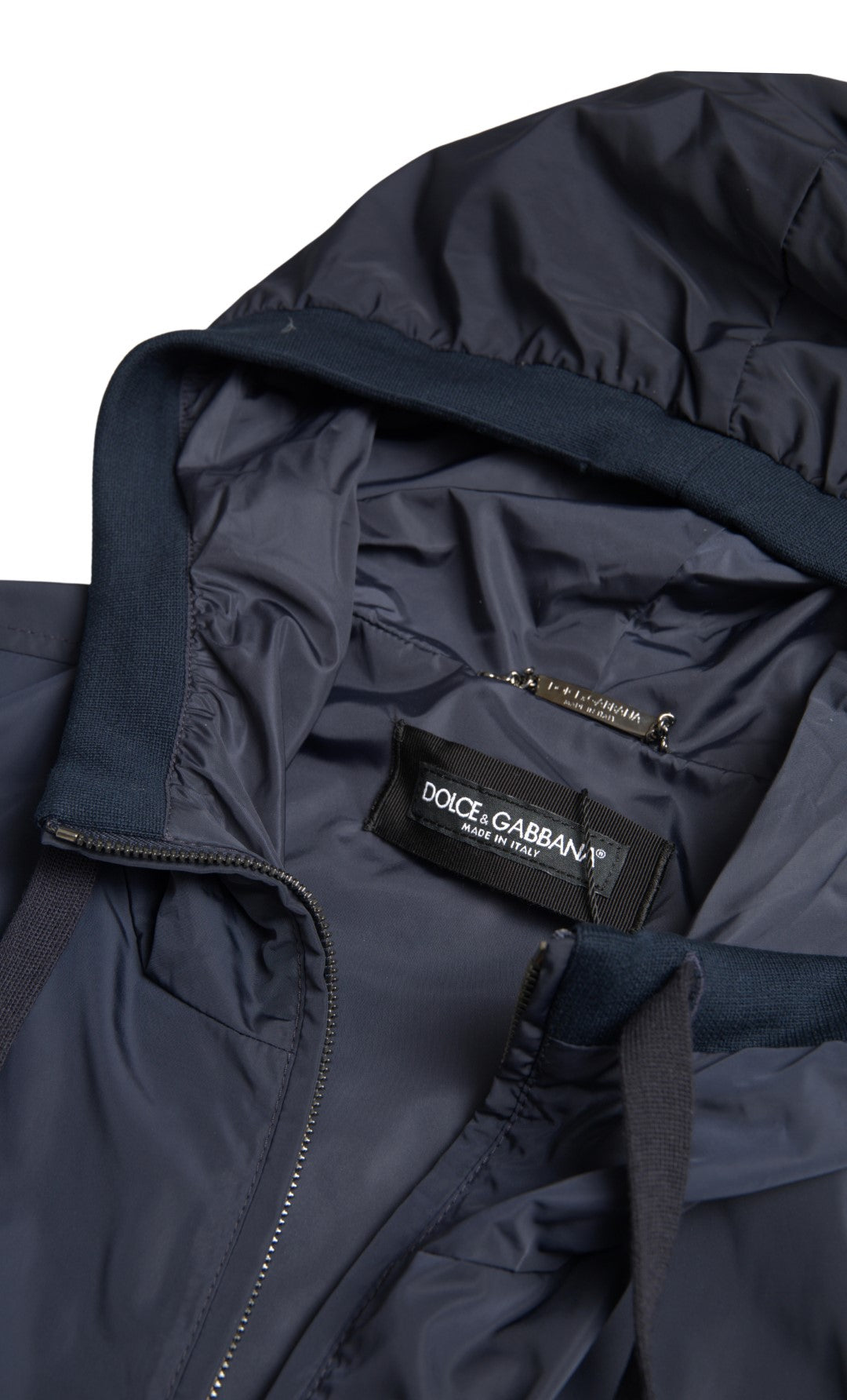 Blauer Logo-Pullover mit Kapuze und durchgehendem Reißverschluss aus Polyester