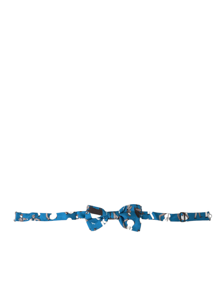 Elegant blue silk jazz club bow tie