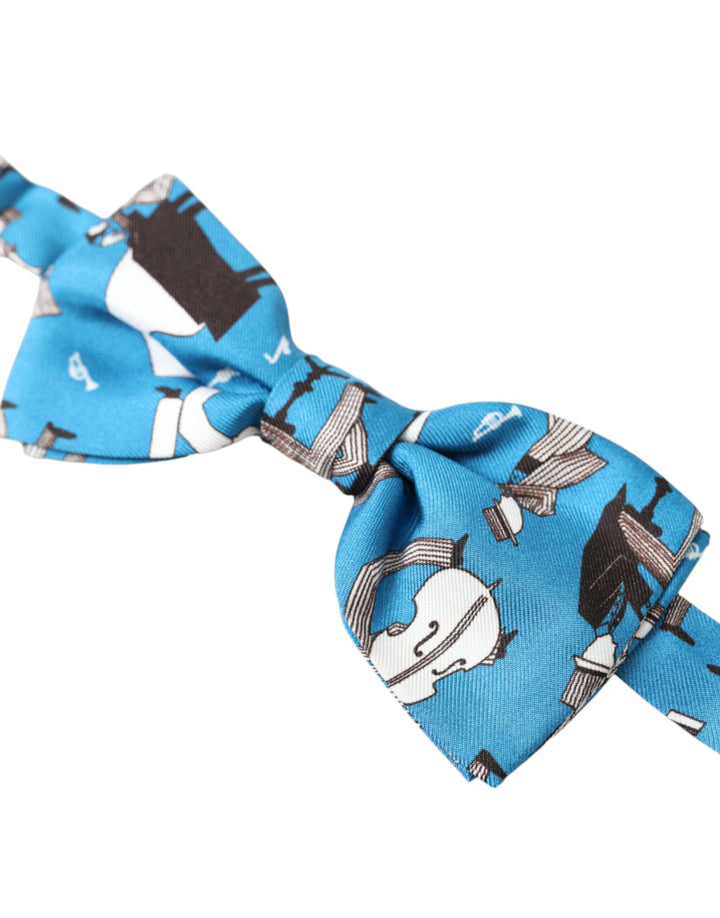 Elegant blue silk jazz club bow tie