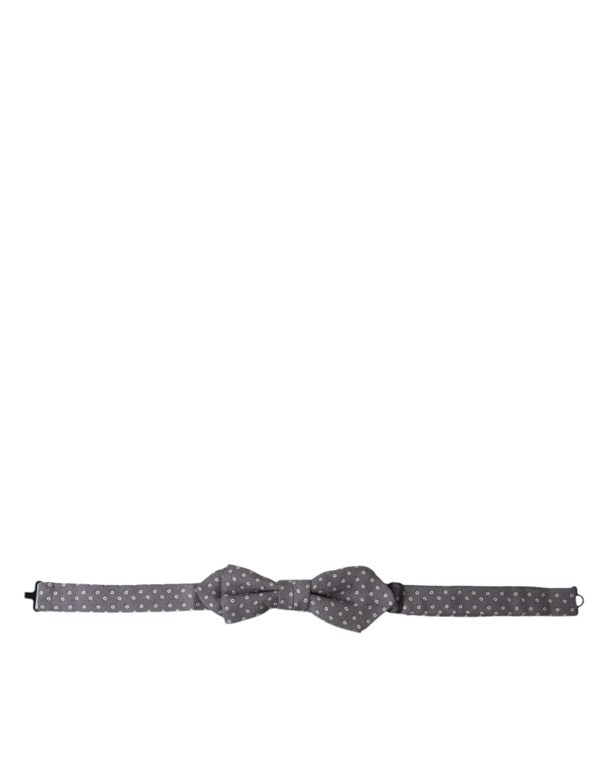 Elegant silk bow tie with grey polka dots