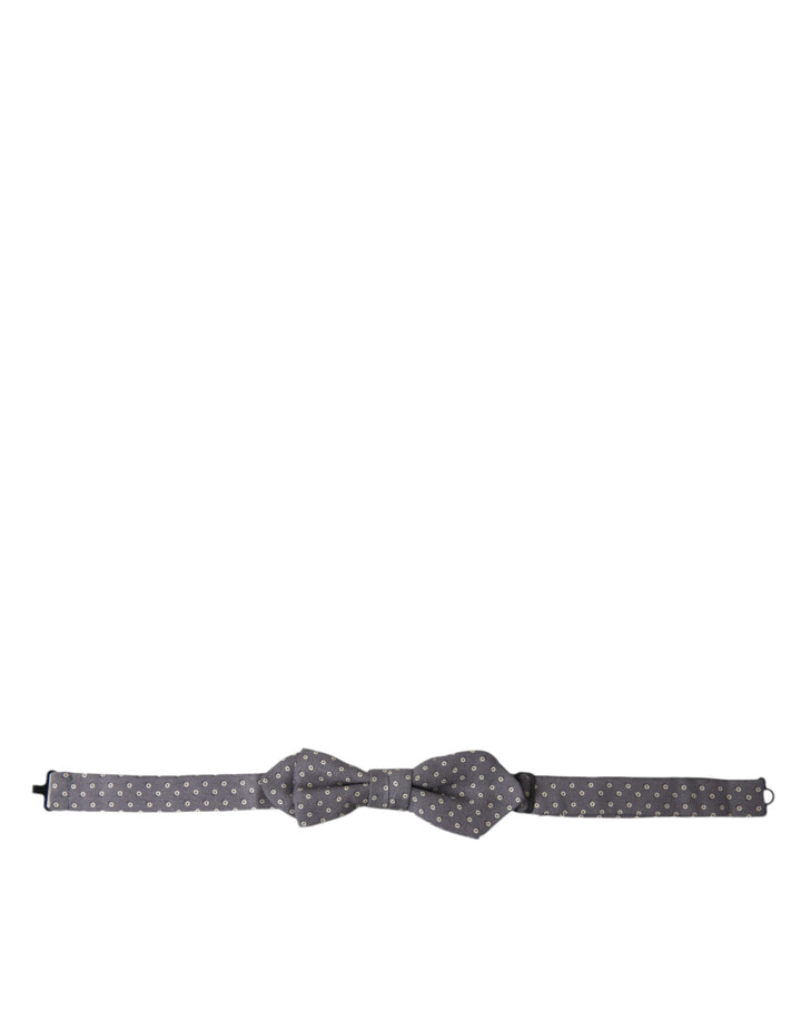 Elegant silk bow tie with grey polka dots