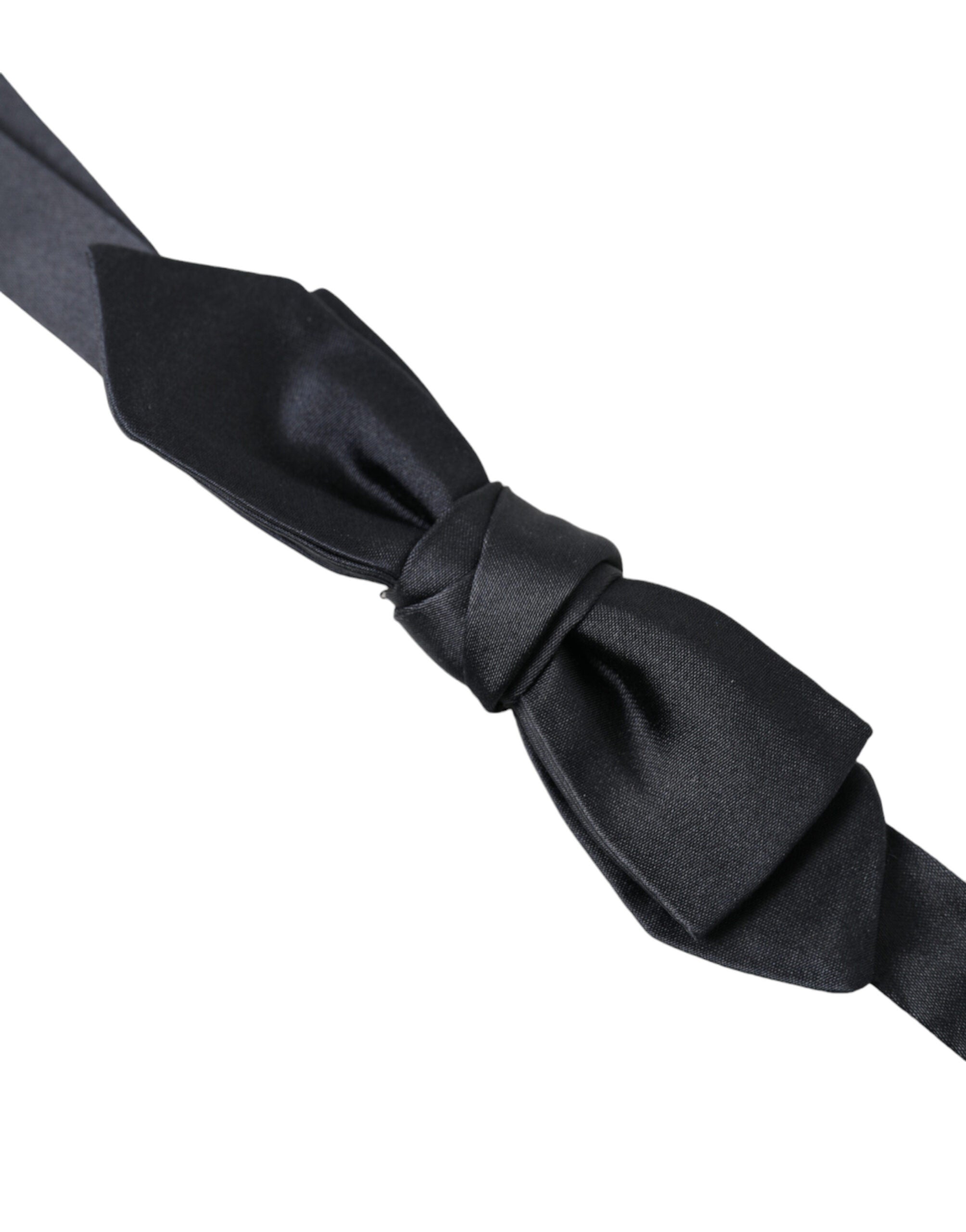 Elegant dark blue silk bow tie