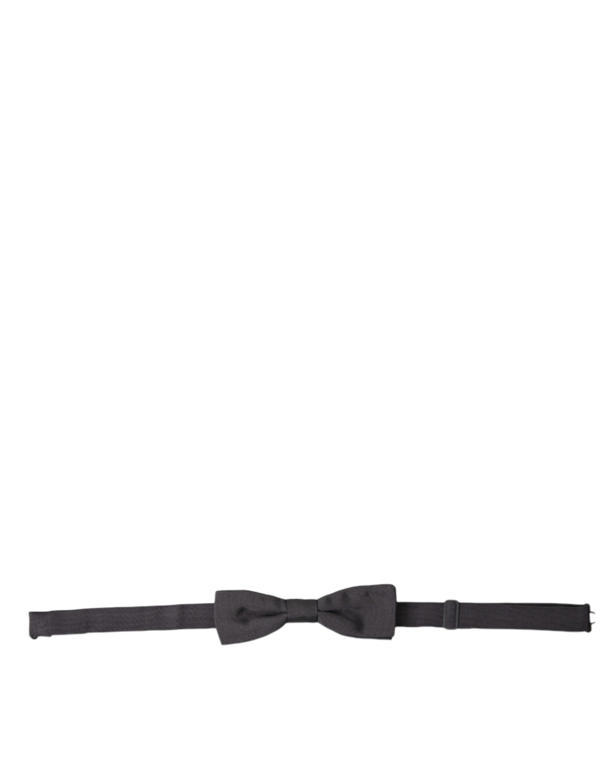 Elegant dark grey silk bow tie