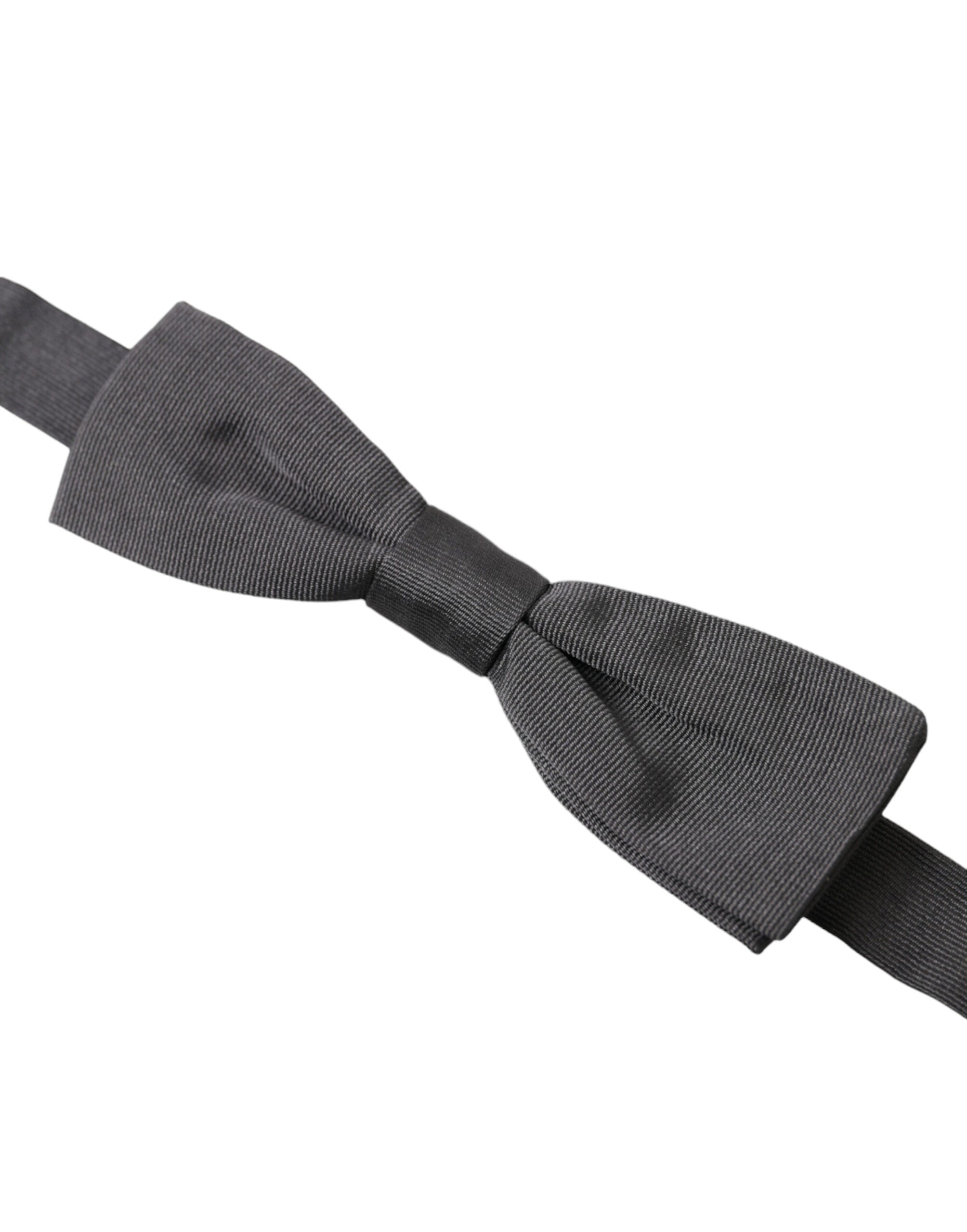 Elegant dark grey silk bow tie