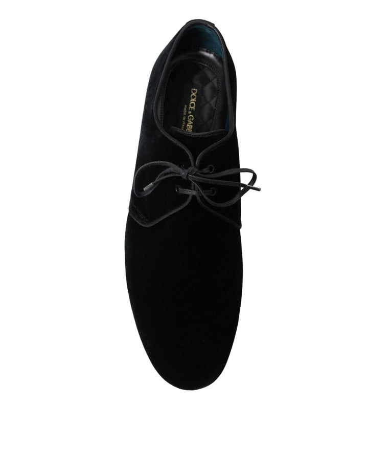 Dolce & Gabbana Elegante Derby-Schuhe aus schwarzem Samt