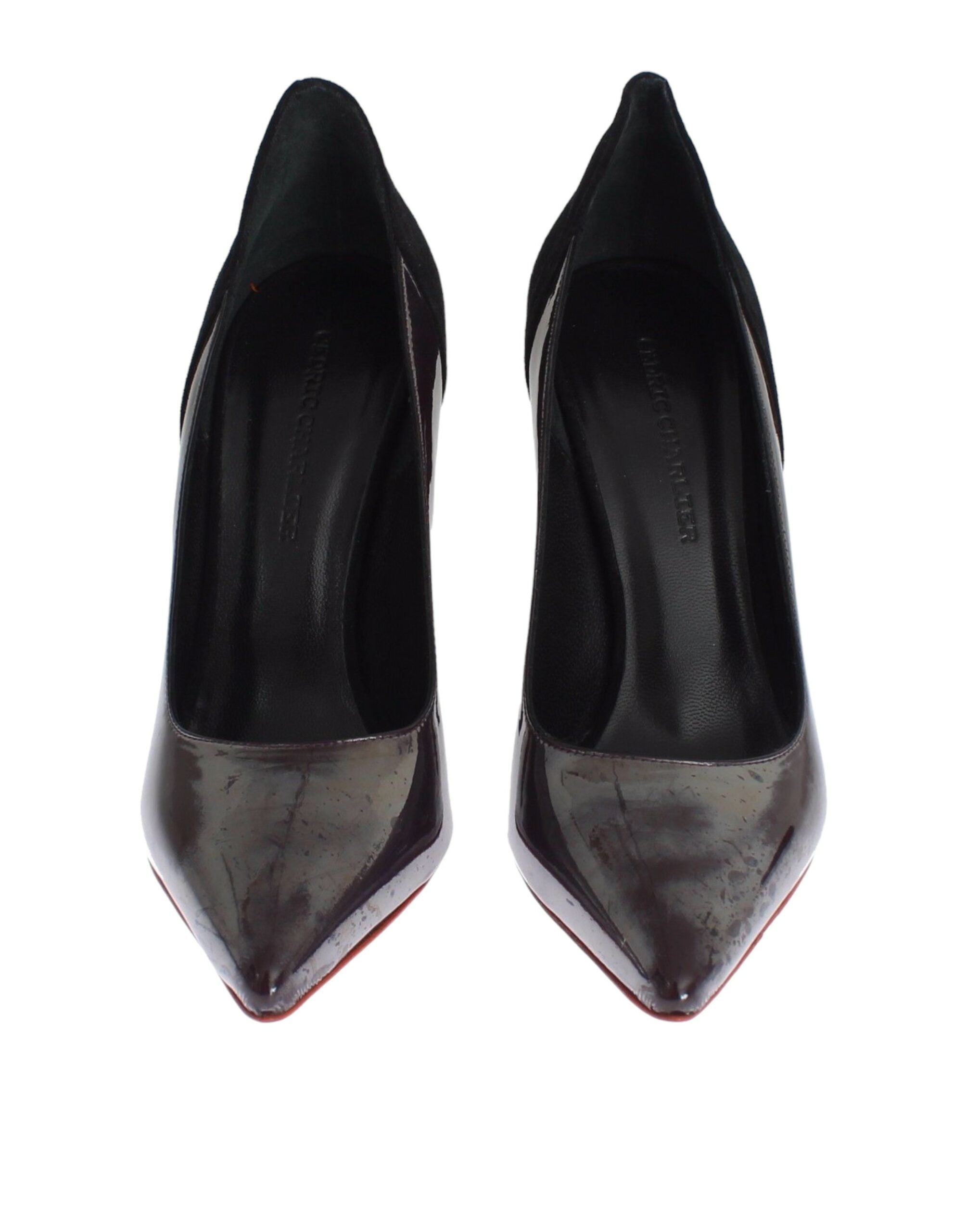 Chic metallic grey leather pumps
