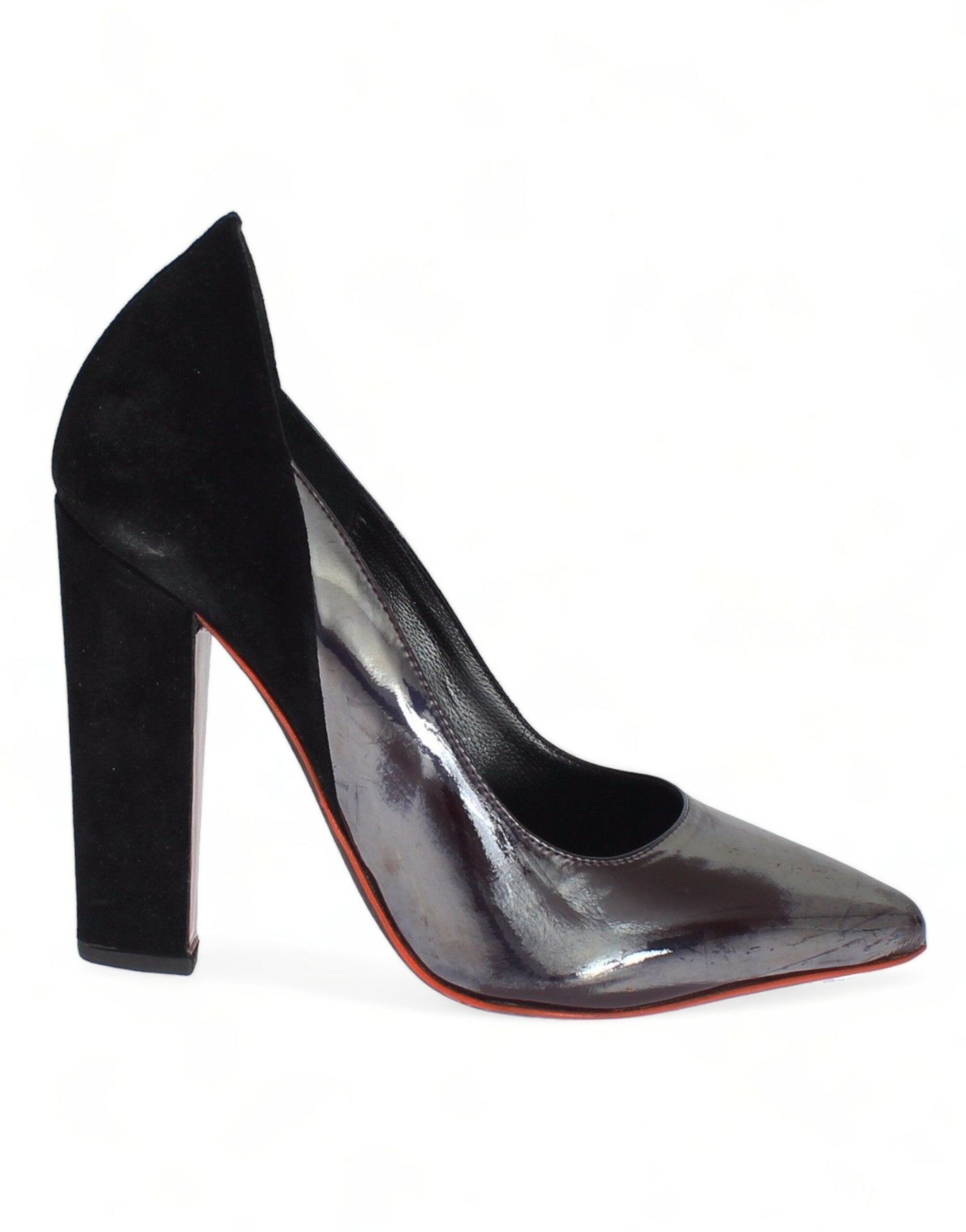 Chic metallic grey leather pumps