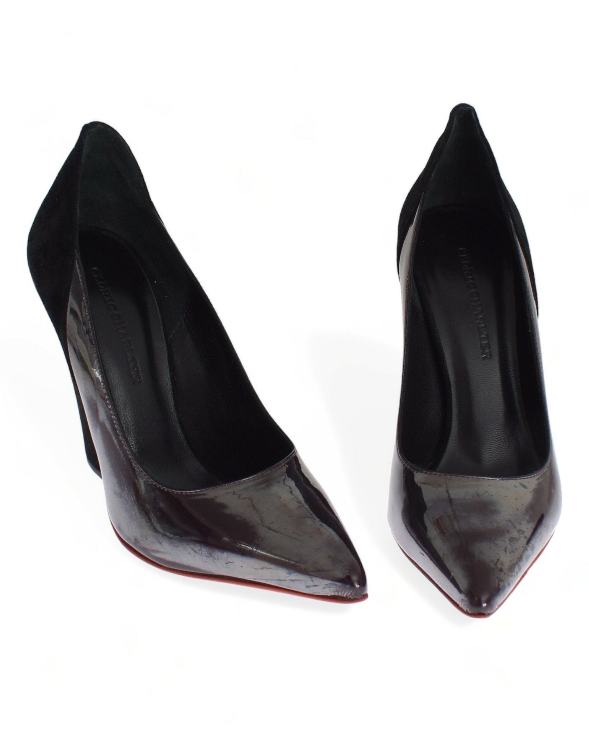 Chic metallic grey leather pumps