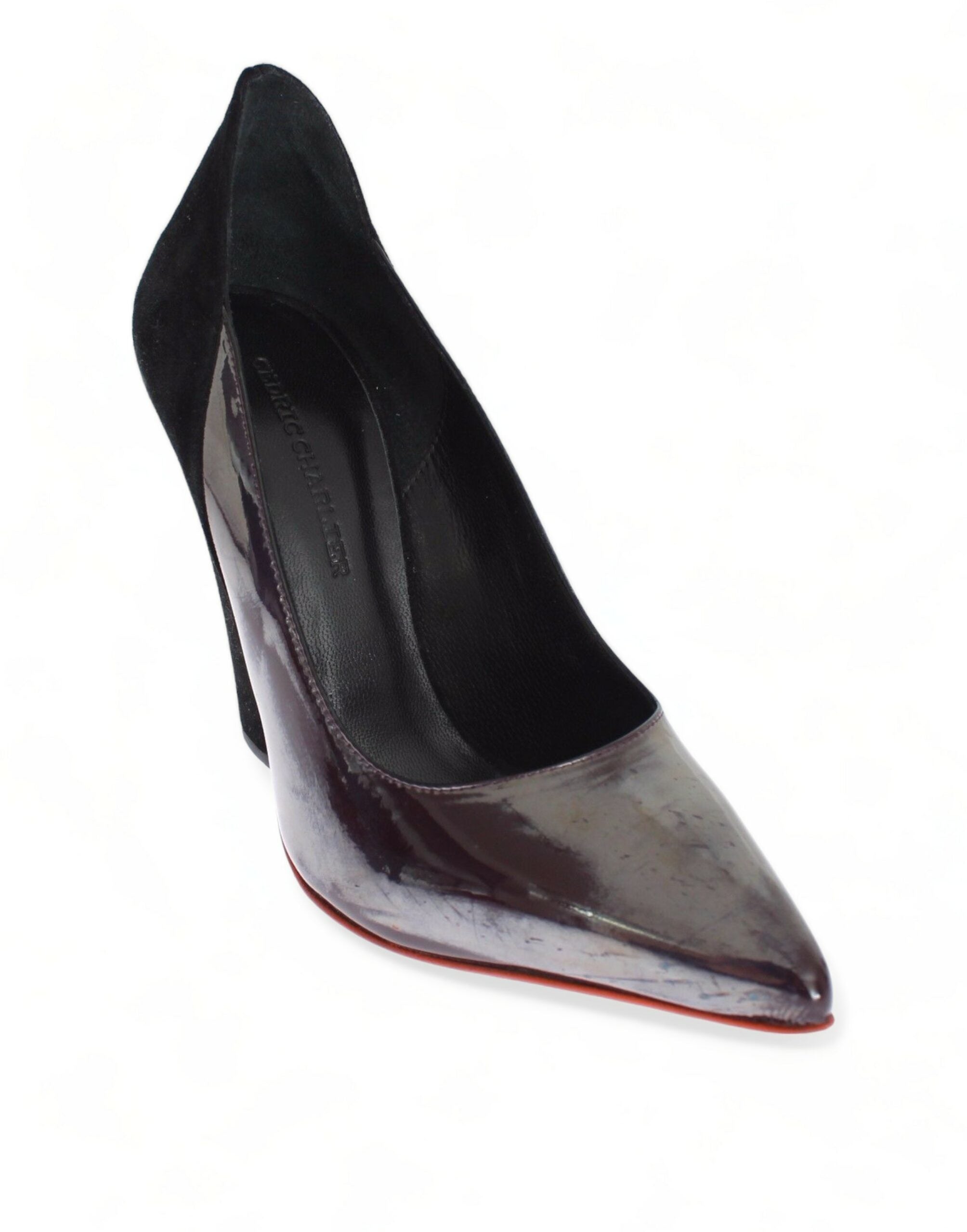 Chic metallic grey leather pumps