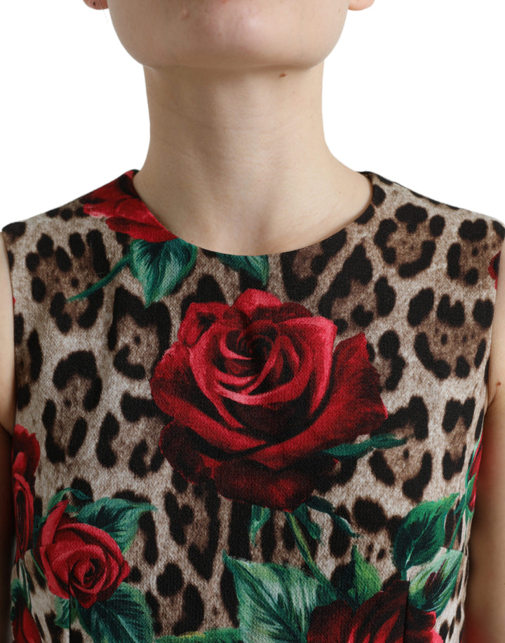 Dolce & Gabbana Elegantes Leopardenkleid mit Blumenmuster in A-Linie