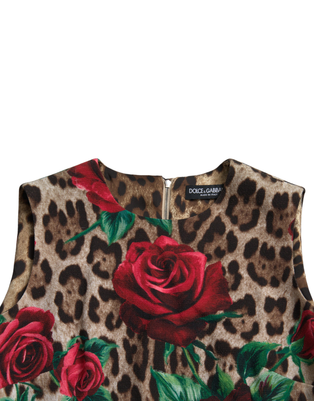 Dolce & Gabbana Elegantes Leopardenkleid mit Blumenmuster in A-Linie