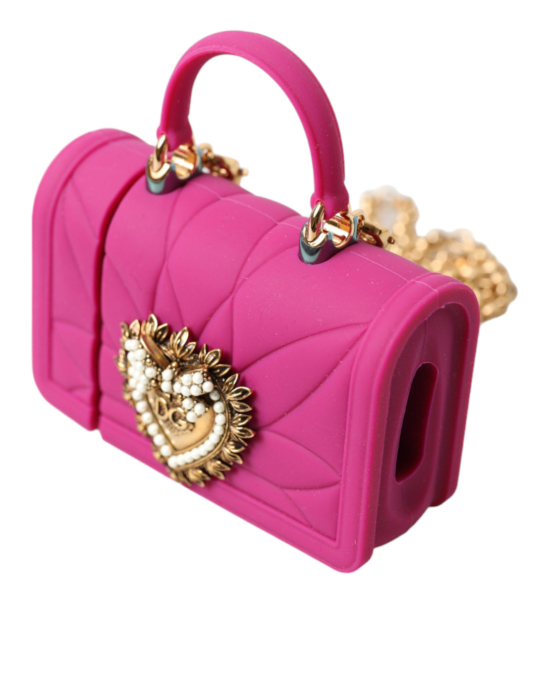 Chic quilted silicone Airpods case - Pink &amp; Gold