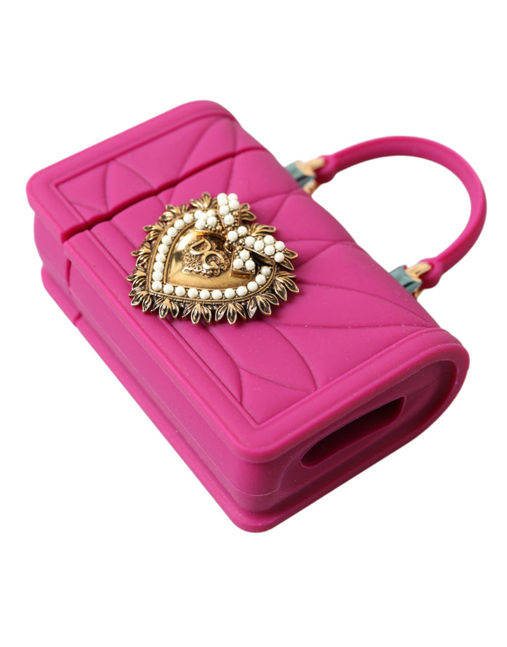 Chic quilted silicone Airpods case - Pink &amp; Gold