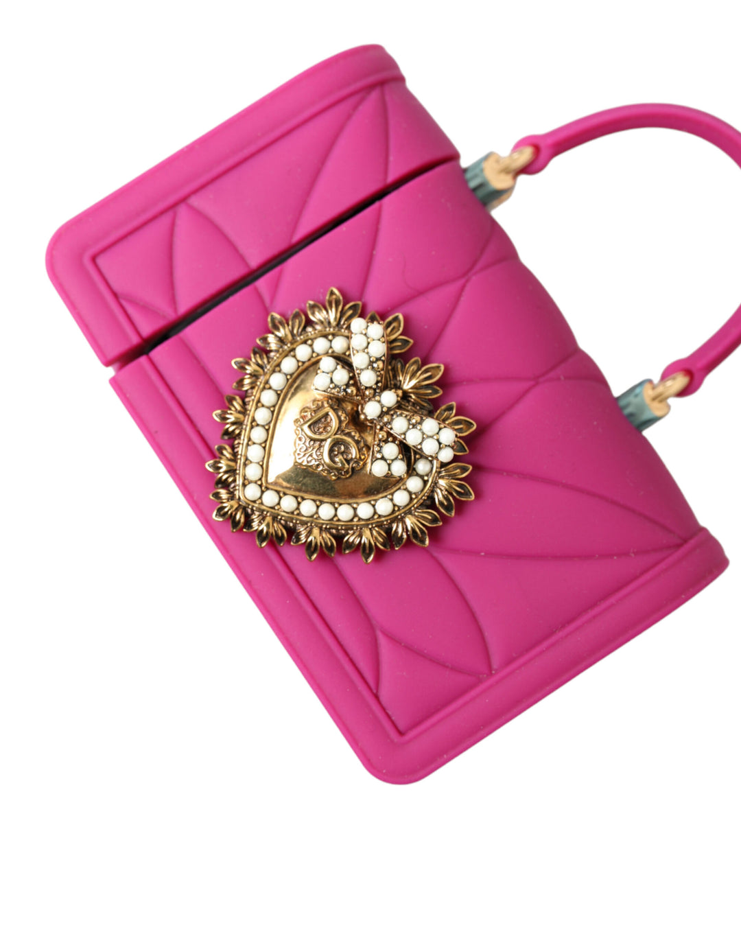 Chic quilted silicone Airpods case - Pink &amp; Gold