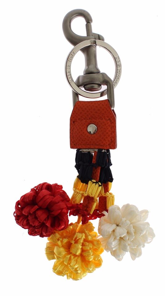Chic Multicolor Raffia &amp; Leather Keychain