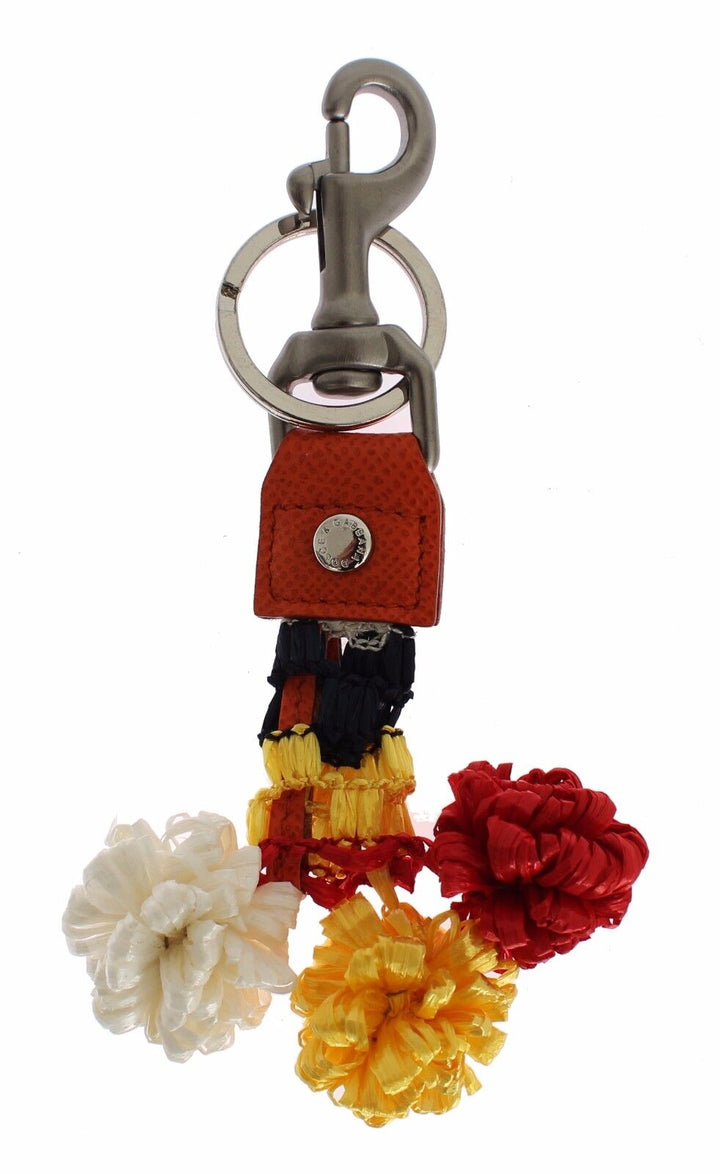 Chic Multicolor Raffia &amp; Leather Keychain