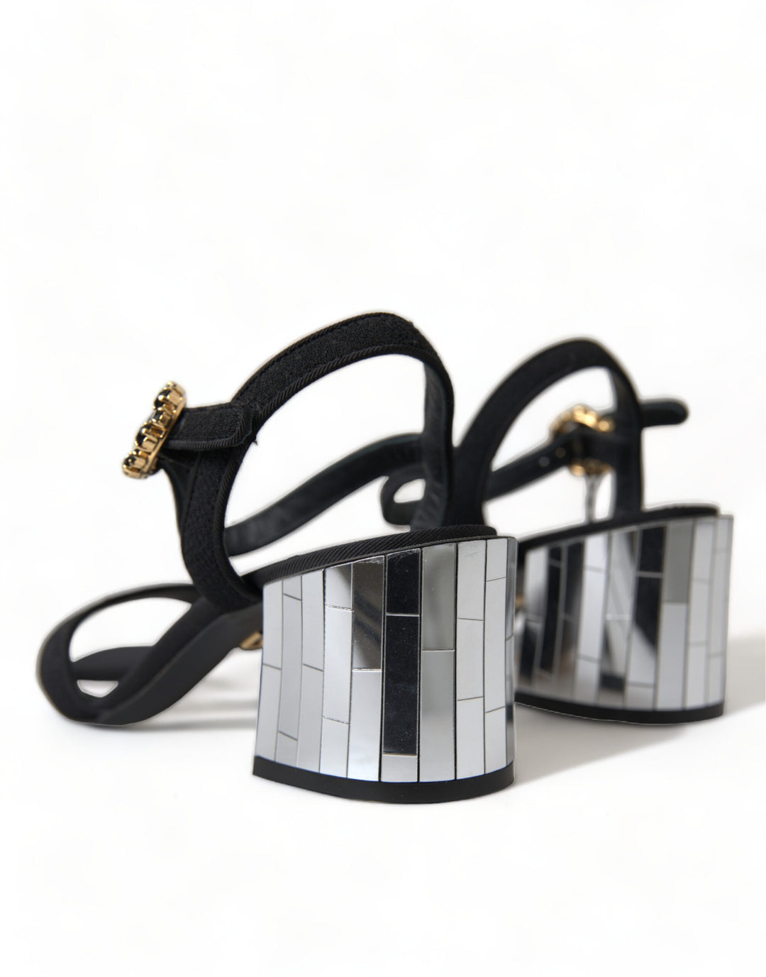 Elegant strappy sandals with mirrored heels
