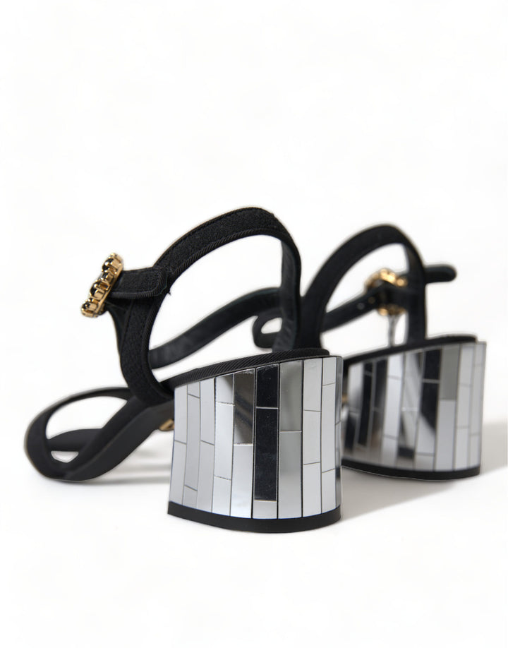 Elegant strappy sandals with mirrored heels