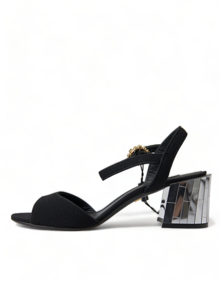 Elegant strappy sandals with mirrored heels