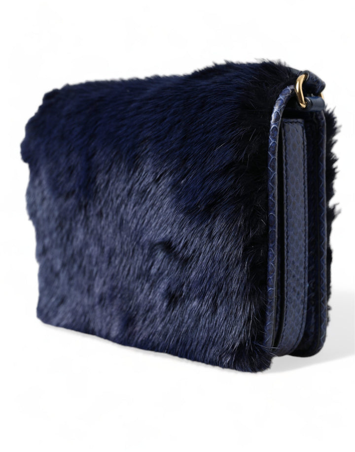 Dunkelblau Pelz Ayers Lily Twist Crossbody Umhängetasche