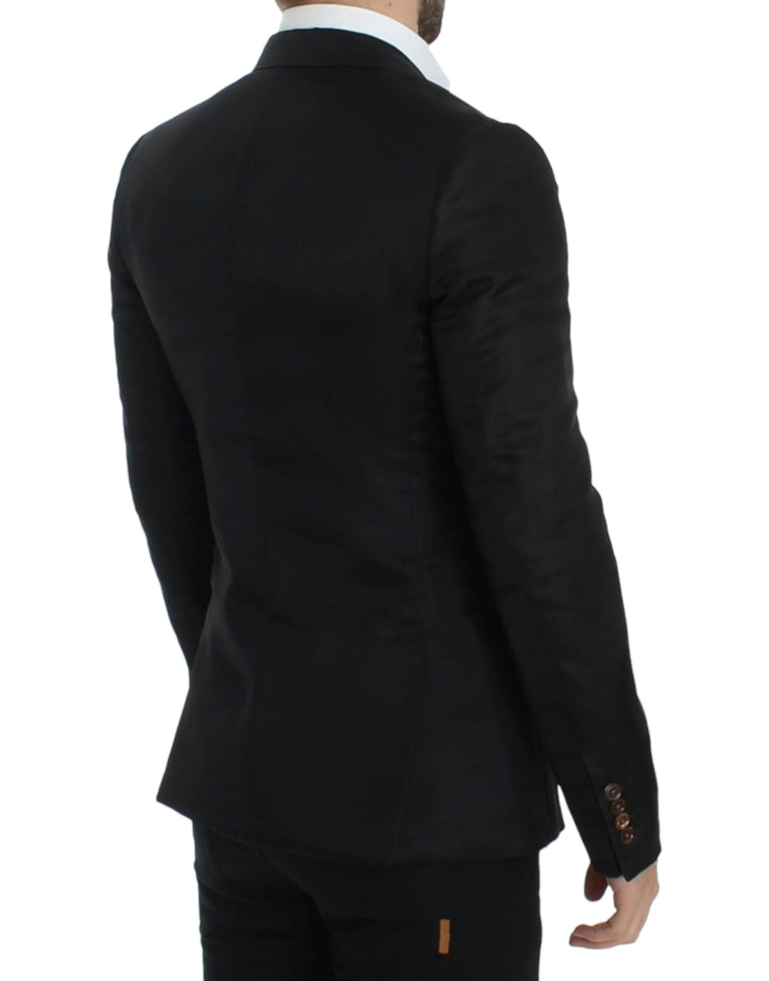 Eleganter schwarzer Zweiknopf-Blazer aus Seidenmischung
