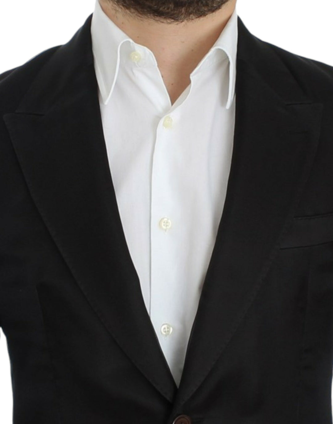Eleganter schwarzer Zweiknopf-Blazer aus Seidenmischung