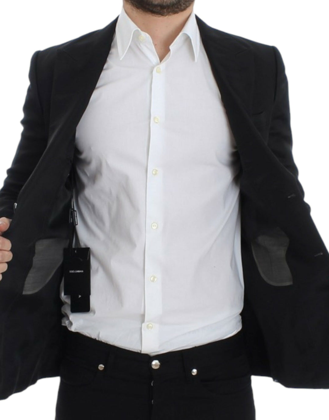 Eleganter schwarzer Zweiknopf-Blazer aus Seidenmischung