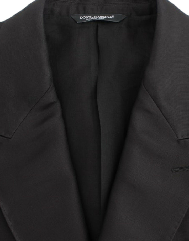 Eleganter schwarzer Zweiknopf-Blazer aus Seidenmischung